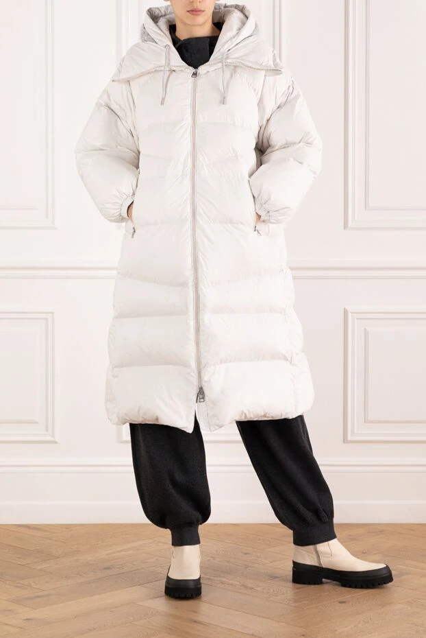 Panicale women's long white down jacket with hood 185140 - photo 2