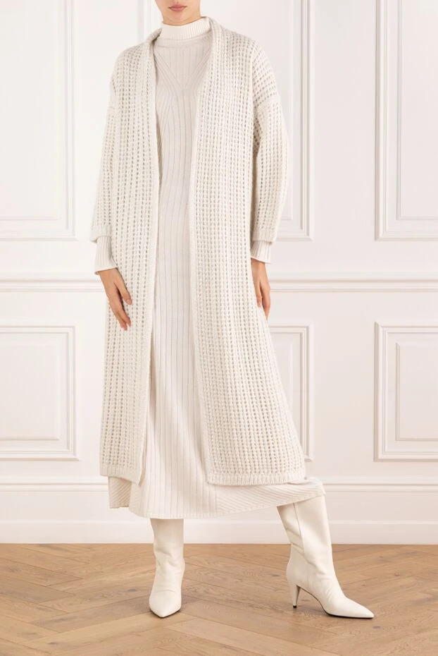 Panicale long knitted cardigan white for women 185147 - photo 2