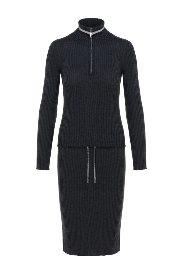 Panicale knitted suit with ribbed skirt gray 185155 - photo 1