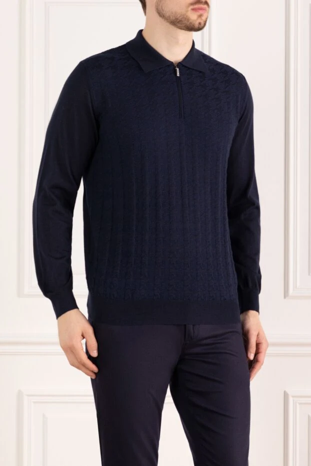 Zilli polo with long sleeves, blue, cashmere and silk 185178 - photo 3
