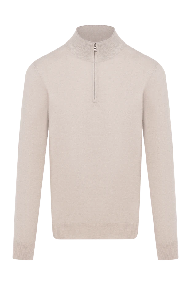 Beige men's wool troyer with zipper