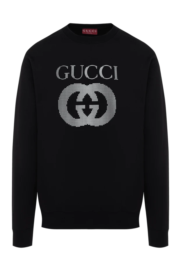 Gucci men's black sweatshirt with cotton logo 185210 - photo 1