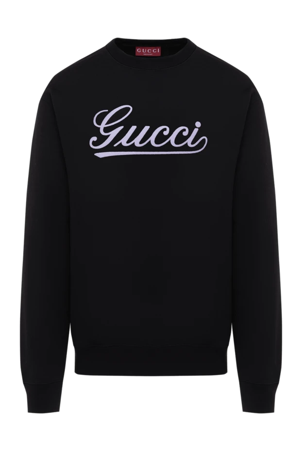 Gucci men's sweatshirt black with cotton logo 185211 - photo 1