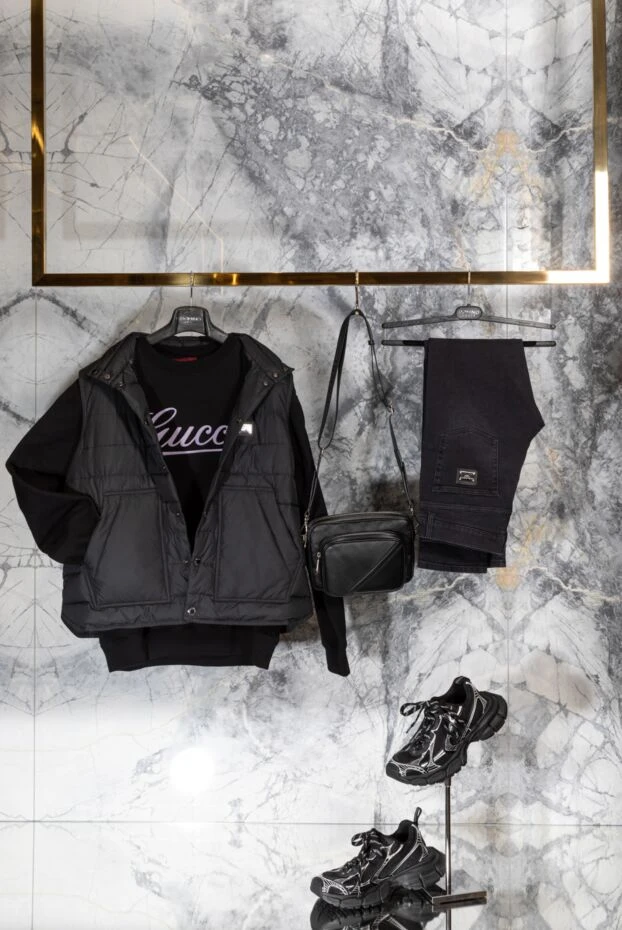 Gucci men's sweatshirt black with cotton logo 185211 - photo 3