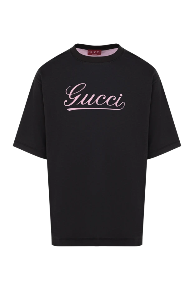 Gucci men's black oversized t-shirt with logo 185212 - photo 1