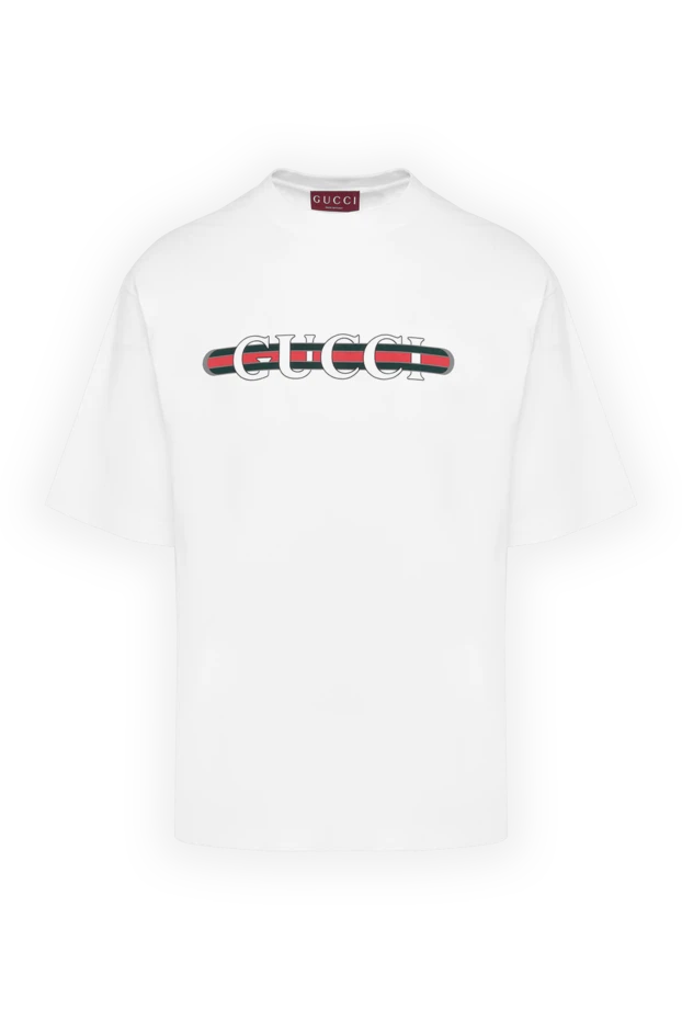 Gucci white men's t-shirt with cotton logo 185213 - photo 1