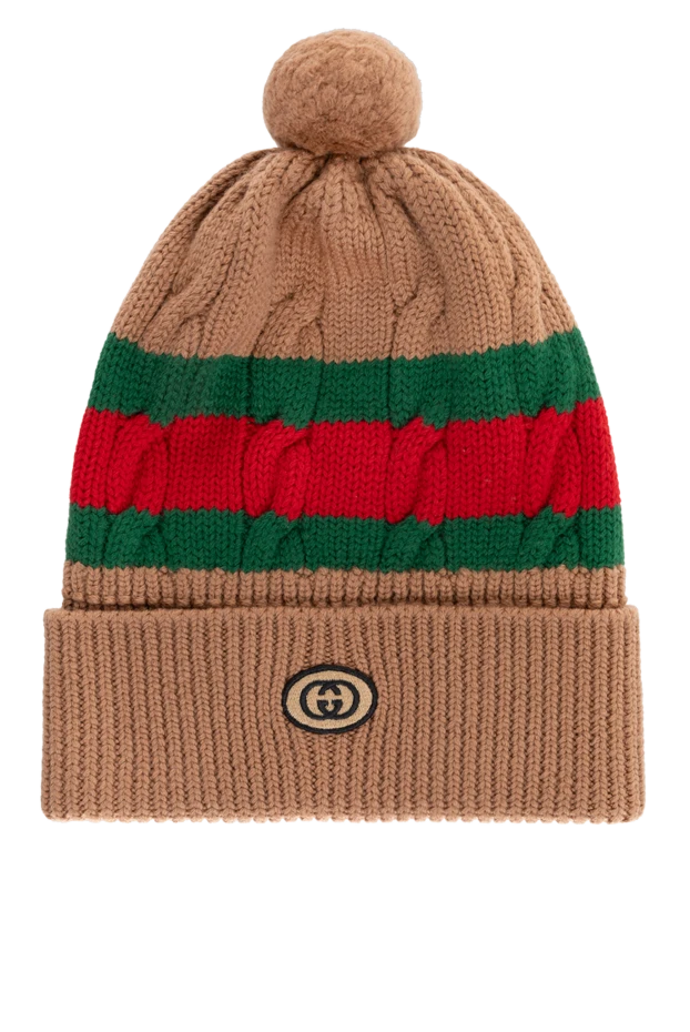 Gucci men's brown woolen hat with pompom 185214 - photo 1