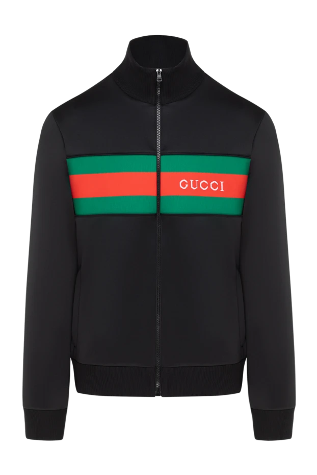 Gucci кофта спортивная черная с логотипом и лентой web 185228 - фото 1