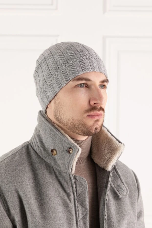 Cesare di Napoli men's gray winter hat made of wool and cashmere 185248 - photo 2