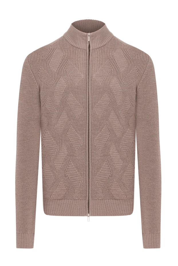 Cesare di Napoli men's beige wool cardigan with zipper 185258 - photo 1