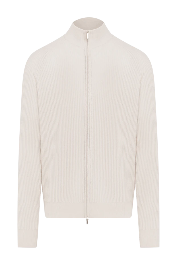 Cesare di Napoli men's white cardigan with ribbed zipper 185259 - photo 1