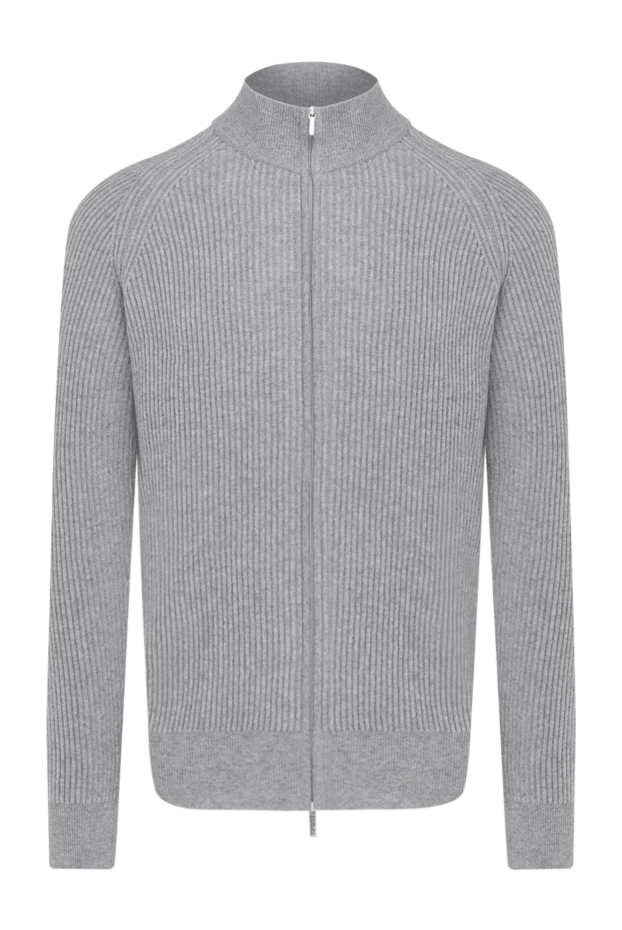 Cesare di Napoli men's gray cardigan with ribbed zipper 185261 - photo 1