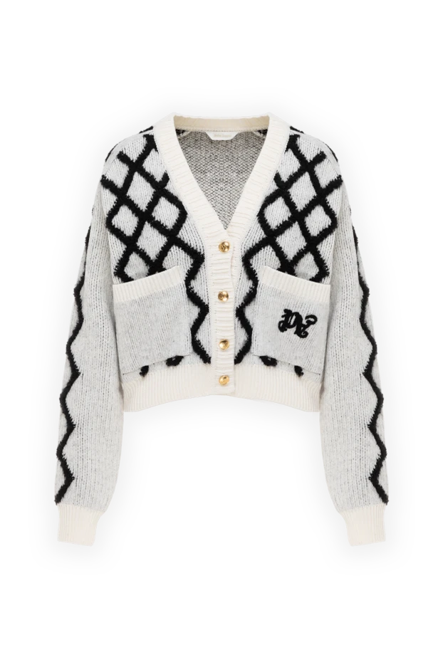 Palm Angels women's cardigan white with black check 185290 - photo 1