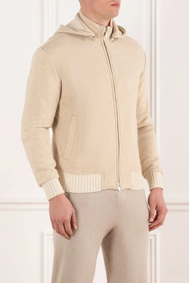 Enrico Mandelli men's white cashmere sweatshirt with hood 185321 - photo 3