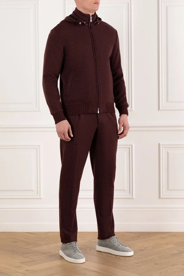 Enrico Mandelli walking suit burgundy made of cashmere with a hood 185322 - photo 3