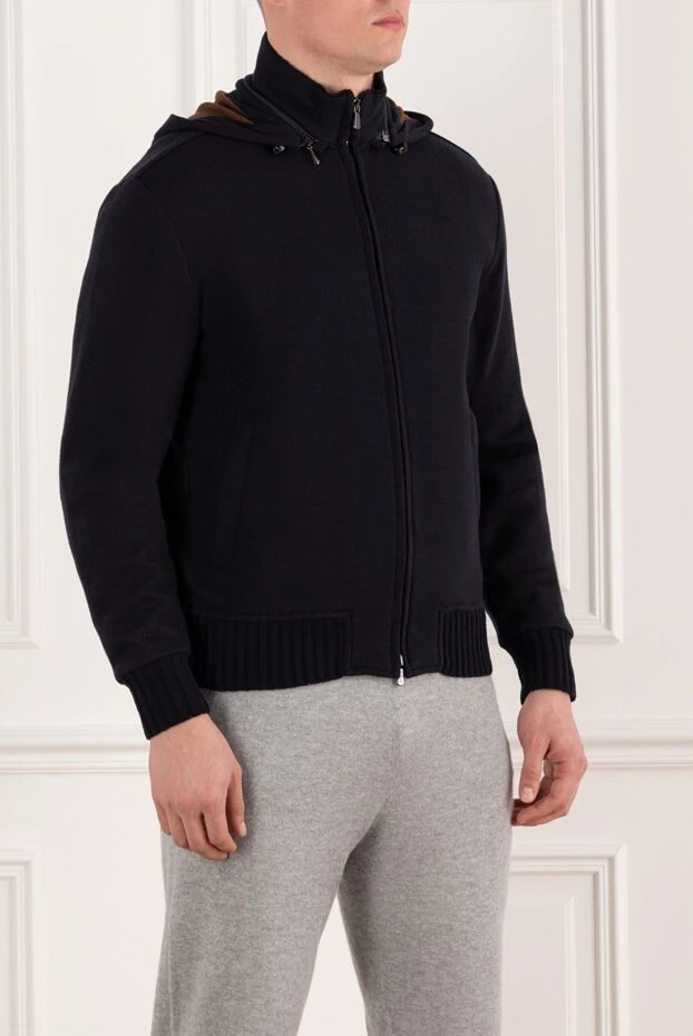Enrico Mandelli men's blue cashmere sweatshirt with hood 185325 - photo 3