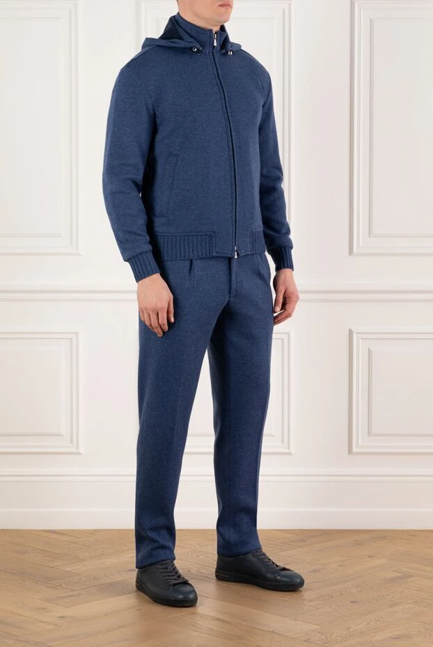 Enrico Mandelli men's knitted cashmere tracksuit blue 185329 - photo 3