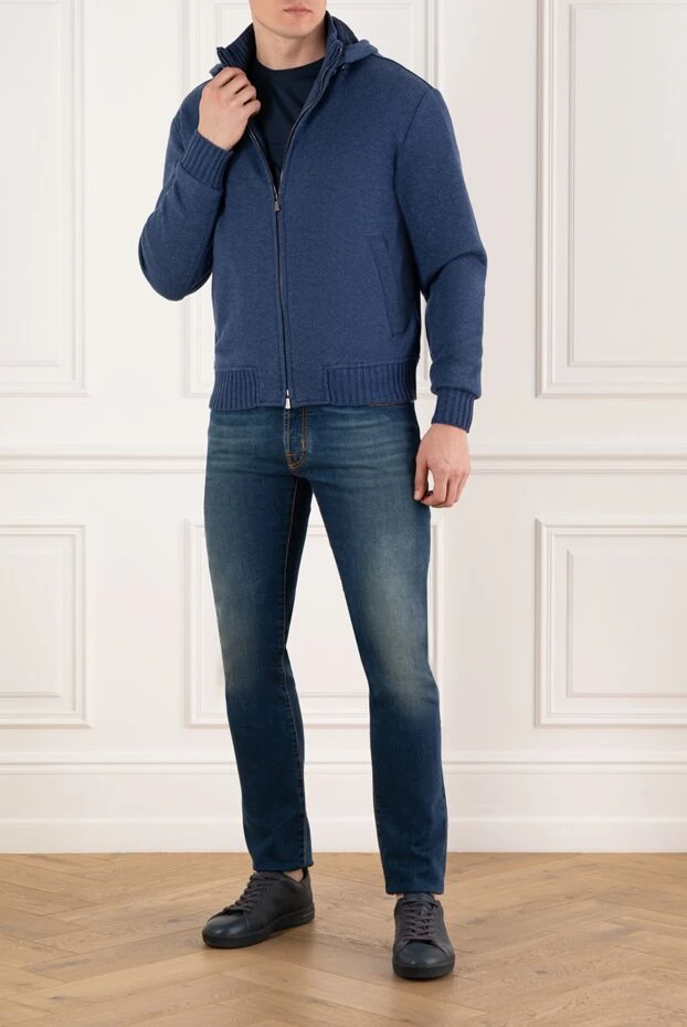 Enrico Mandelli men's blue sports jacket made of cashmere with a hood 185330 - photo 2