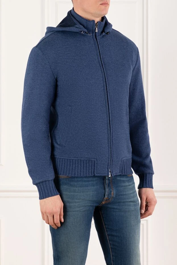 Enrico Mandelli men's blue sports jacket made of cashmere with a hood 185330 - photo 3