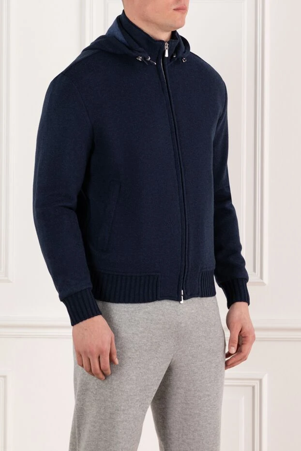 Enrico Mandelli men's blue cashmere sweatshirt with hood 185332 - photo 3