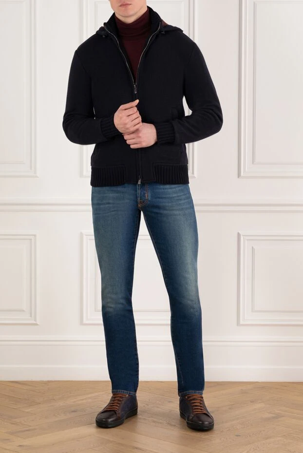 Enrico Mandelli men's blue sports jacket with hood 185334 - photo 2