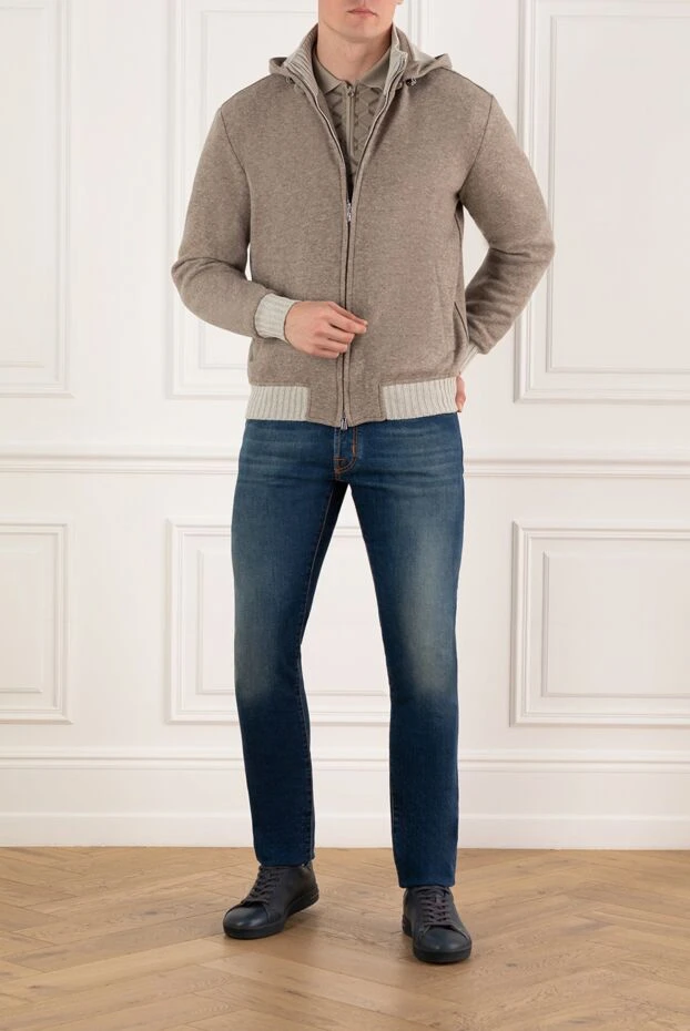 Enrico Mandelli beige men's cashmere sweatshirt with hood 185336 - photo 2