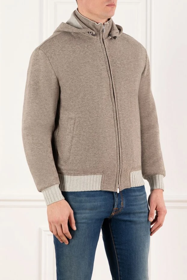 Enrico Mandelli beige men's cashmere sweatshirt with hood 185336 - photo 3