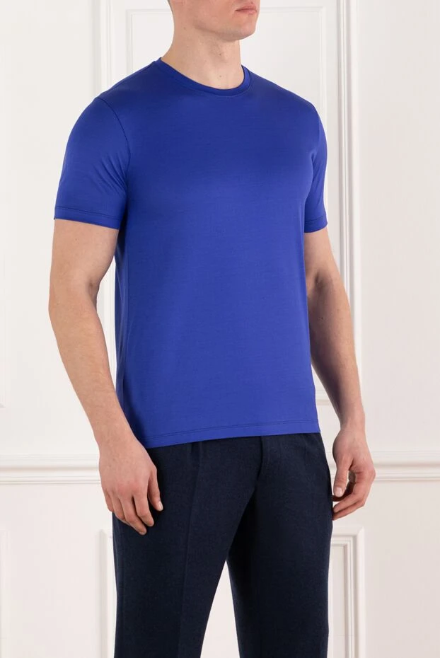 Cesare di Napoli bright blue men's cotton t-shirt (markdown) 197966 - photo 3