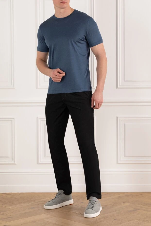 Cesare di Napoli men's blue melange cotton t-shirt (markdown) 197967 - photo 2