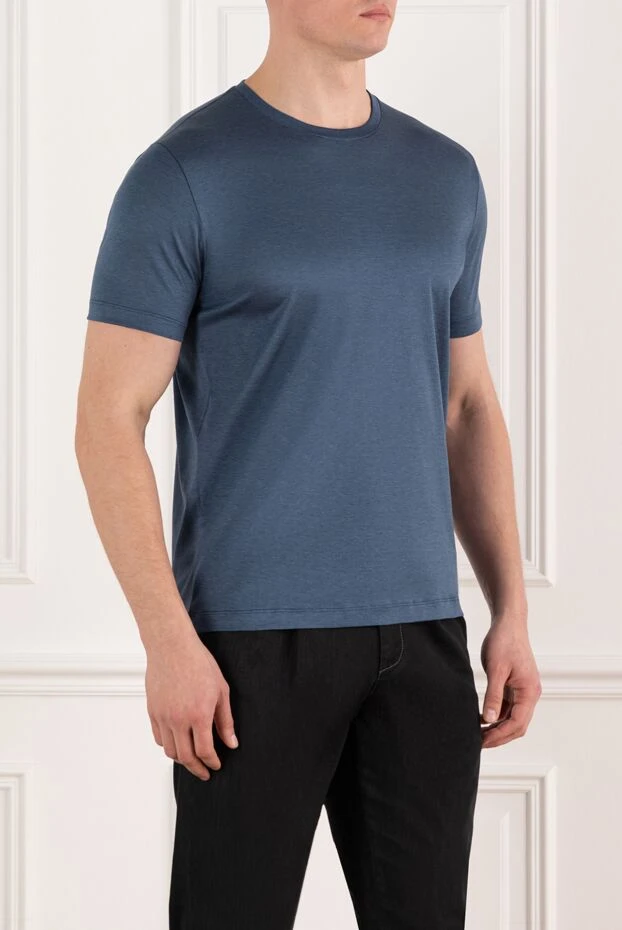 Cesare di Napoli men's blue melange cotton t-shirt (markdown) 197967 - photo 3