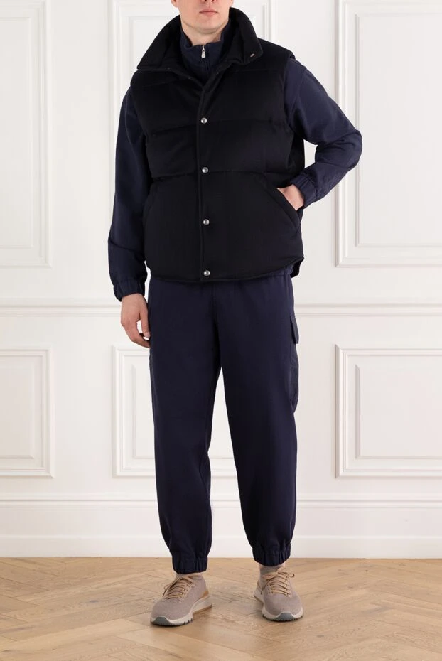 Loro Piana lance puffer cashmere vest blue buttoned men's 185355 - photo 2