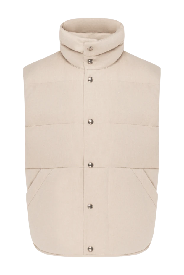 Men's beige cashmere vest with buttons