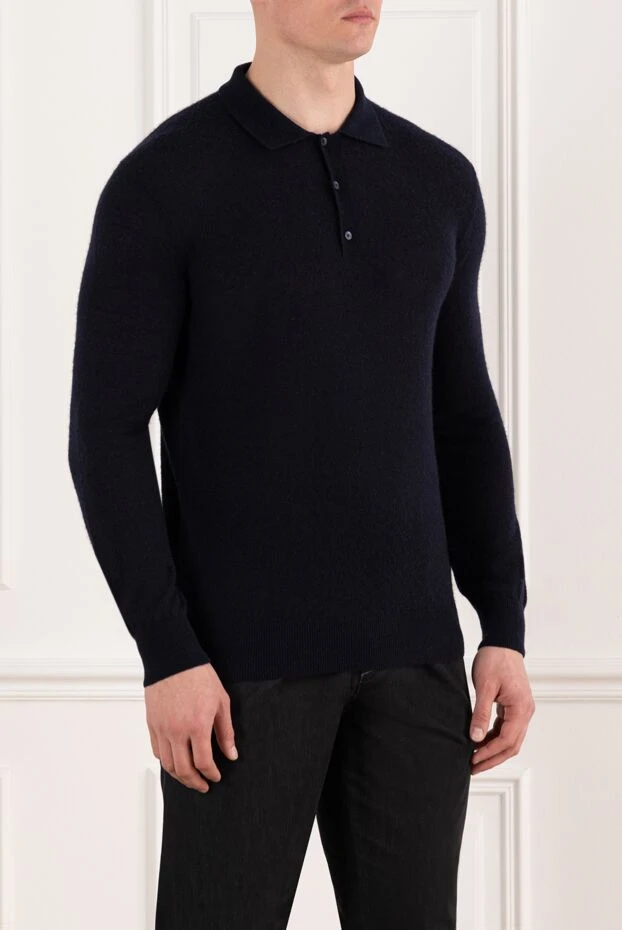 Loro Piana man polo with long sleeves for men blue wool 180201 - photo 3