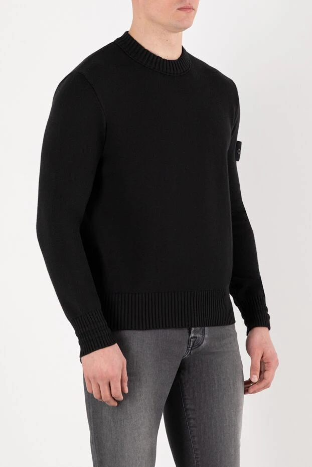Stone Island джемпер брендовый мужской черный с логотипом 185386 - фото 3