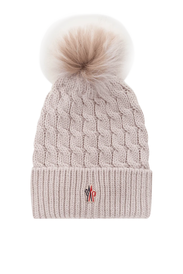 Moncler розовая шапка женская из шерсти с помпоном 185397 - фото 1