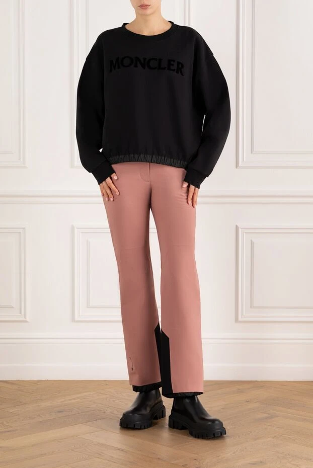 Moncler women's pink trousers with black inserts 185400 - photo 2