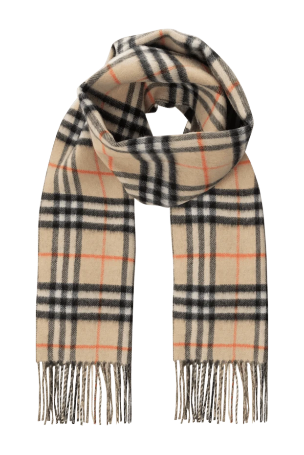 Burberry women's beige checkered scarf with fringe 185429 - photo 1