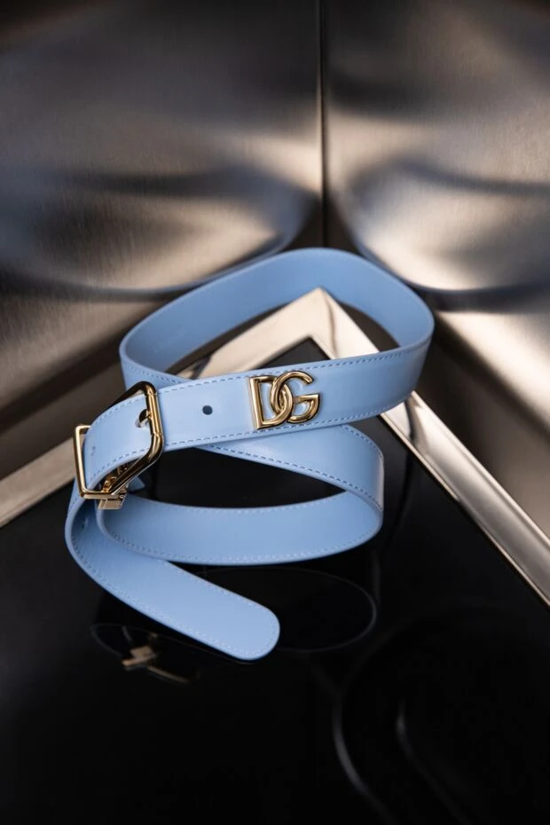 Dolce & Gabbana ремень женский голубой узкий из натуральной кожи 185439 - фото 2