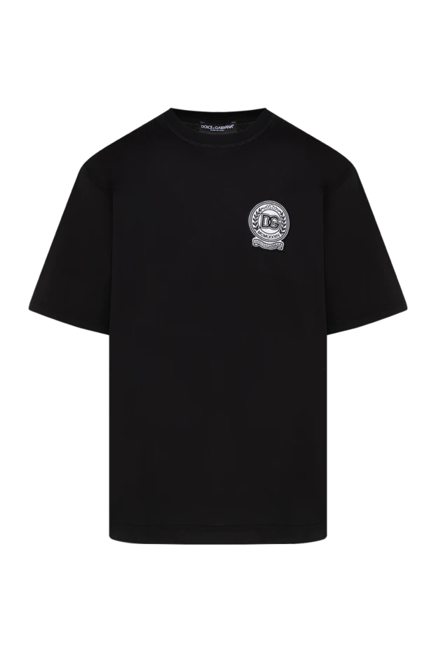 Men's black T-shirt with cotton logo