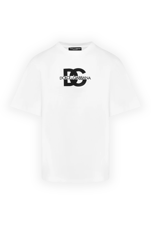 Men's white cotton T-shirt with logo