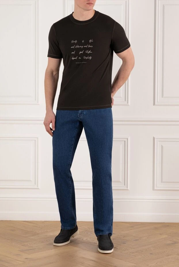 Brunello Cucinelli men's brown cotton t-shirt with logo 185483 - photo 2
