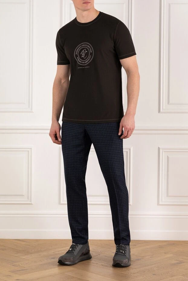 Brunello Cucinelli men's brown cotton t-shirt with print 185486 - photo 2