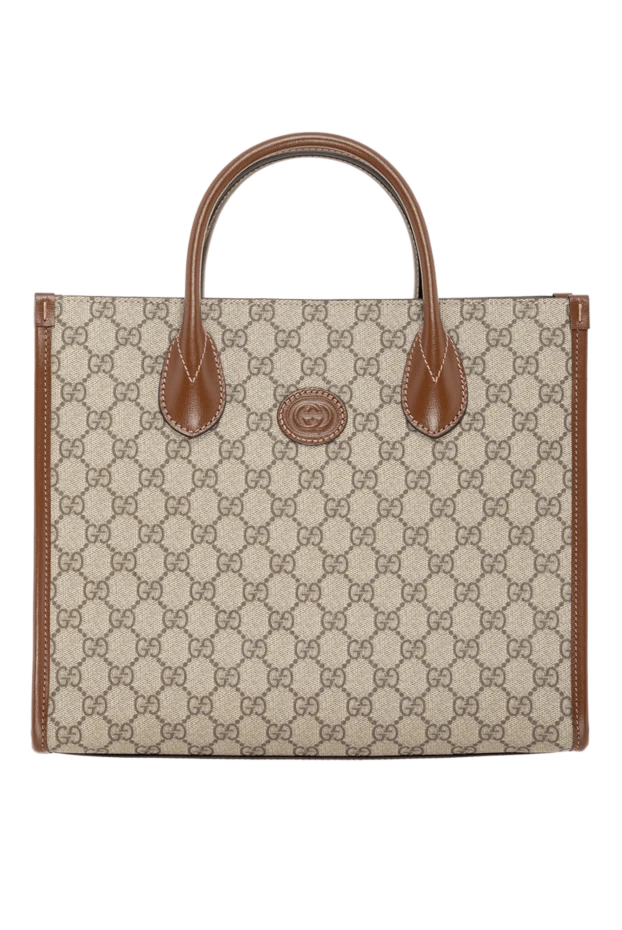 Gucci женская сумка-тоут с gg бежевая 185499 - фото 1