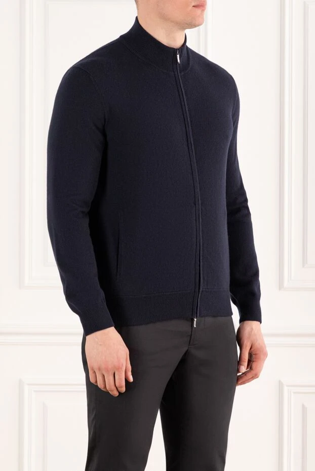 Loro Piana классическая куртка-бомбер на молнии из baby кашемира синяя 185502 - фото 3