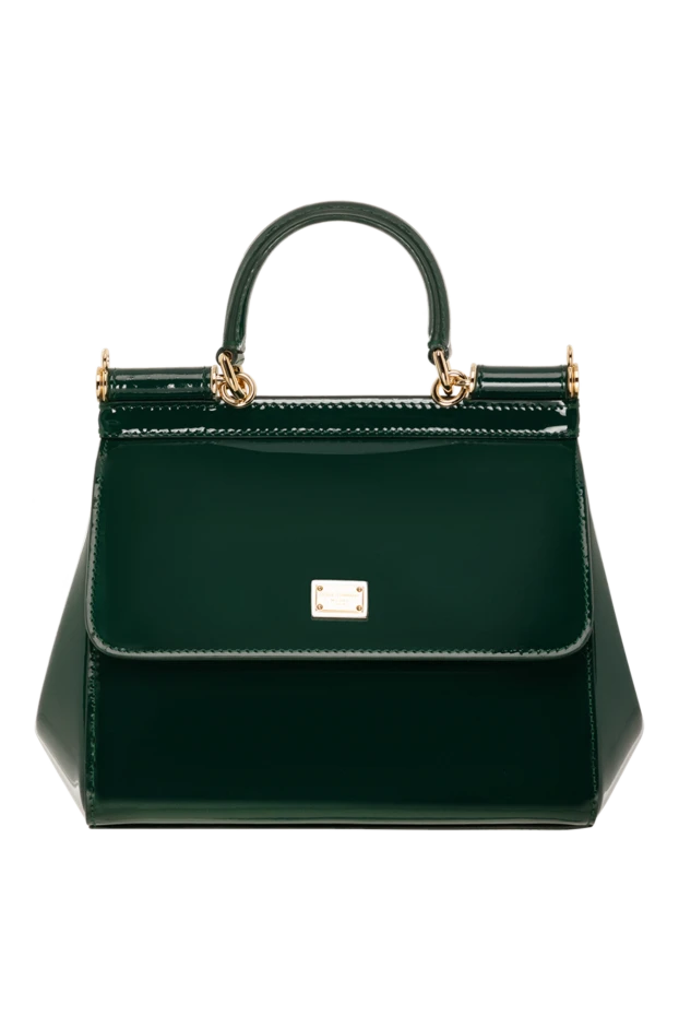 Medium green Sicily bag in patent leather