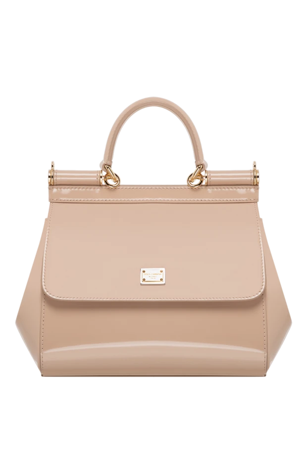 Sicily Medium Beige Patent Leather Bag