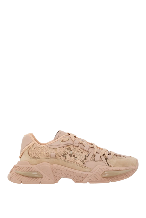 Dolce & Gabbana airmaster sneakers in lace with calfskin details, beige 185513 - photo 1