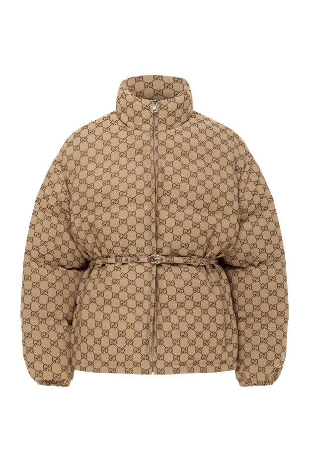 Women's down jacket GG with a belt, beige