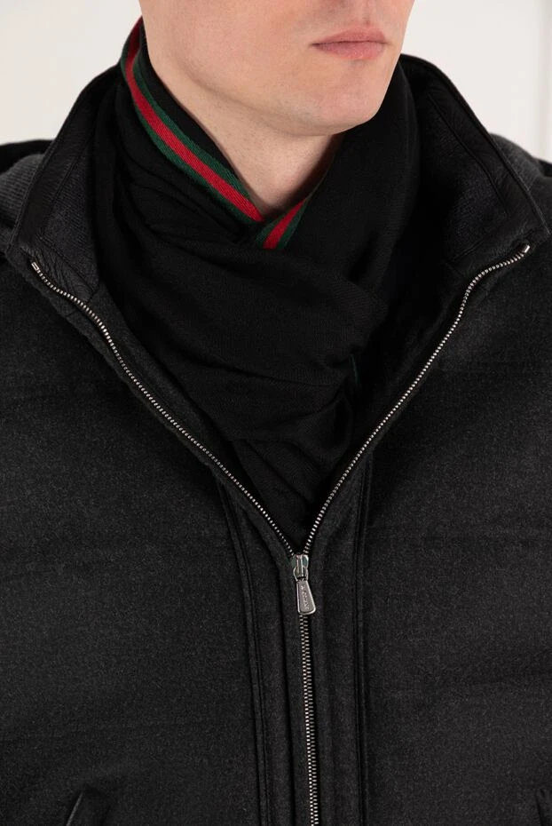 Gucci men's black scarf with fringe 185534 - photo 2