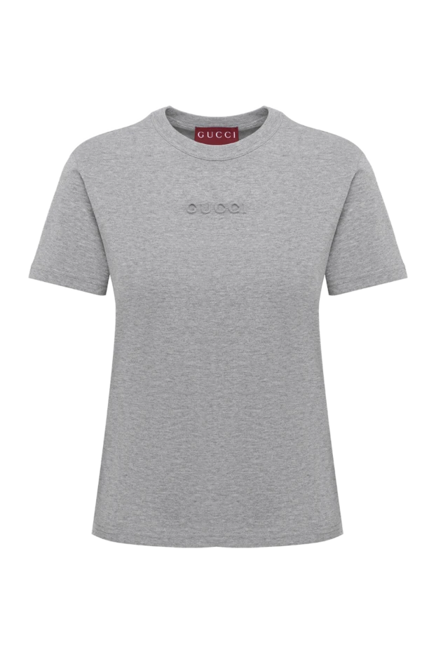 Women's gray melange T-shirt with logo